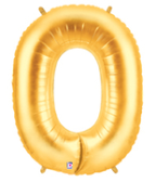 NUMBER "0" 40" GOLD MEGALOON (1 PK) POLYBAG