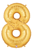 NUMBER "8" 40" GOLD MEGALOON (1 PK) POLYBAG