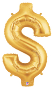 DOLLAR SIGN 40" GOLD MEGALOON (1 PK) POLYBAG