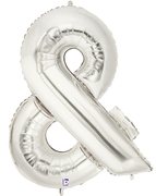 AMPERSAND (&) 40" SILVER MEGALOON (1 PK) POLYBAG