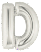 LETTER "D" 40"  SILVER MEGALOON (1 PK) POLYBAG