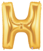 LETTER "H" 40"  GOLD MEGALOON (1 PK) POLYBAG