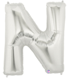LETTER "N" 40"  SILVER MEGALOON (1 PK) POLYBAG
