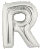 LETTER "R" 40"  SILVER MEGALOON (1 PK) POLYBAG