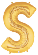 LETTER "S" 40"  GOLD MEGALOON (1 PK) POLYBAG