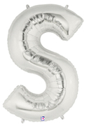 LETTER "S" 40"  SILVER MEGALOON (1 PK) POLYBAG