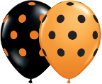 11" Round Big Polka Dot Orange & Black Ast (100 ct) Qualatex