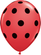 5" Round Big Polka Dots -  Red with black dots (100 count)
