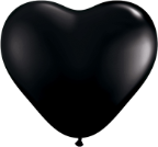6" Heart Onyx Black (100 count) Qualatex