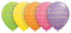11" Polka Dot Assortment with Yellow, Orange, Rose, Spring Lilac, & Lime Green in 50 count bag