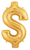 DOLLAR SIGN 40" GOLD MEGALOON (1 PK) POLYBAG (SKU: 15851GB)