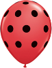 5" Round Big Polka Dots -  Red with black dots (100 count) (SKU: 26153)