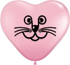 6" Heart - Cat Face, Pink (100 count) (SKU: 97336)